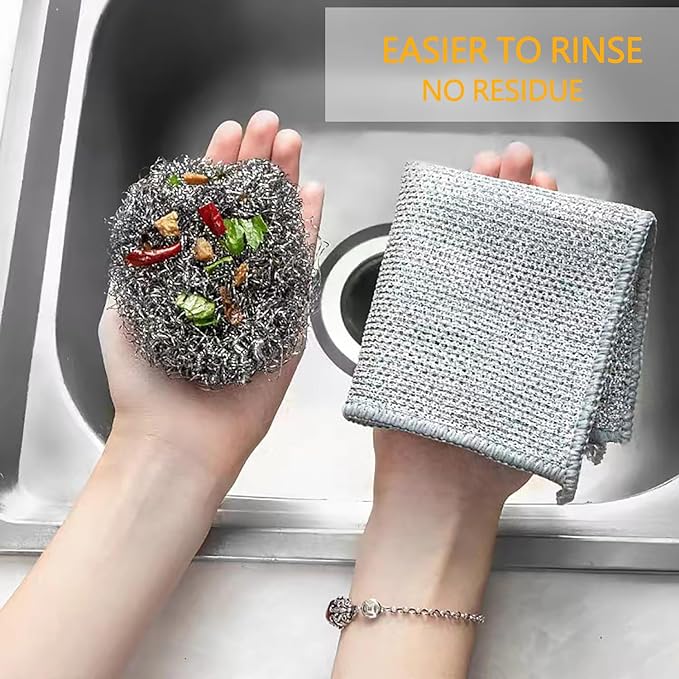 Multipurpose Wire Dishwashing Rags for Wet and Dry Reuseable